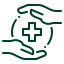 Hands holding a medical cross icon