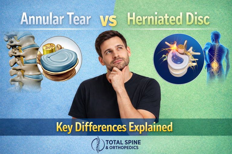 Annular Tear vs Herniated Disc comparison chart.