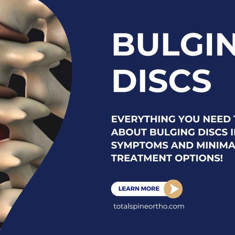 A picture of the spine with bulging discs in them next to explanatory text