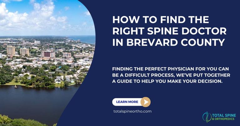 A promotional image describing how to find the right spine doctor in Brevard.