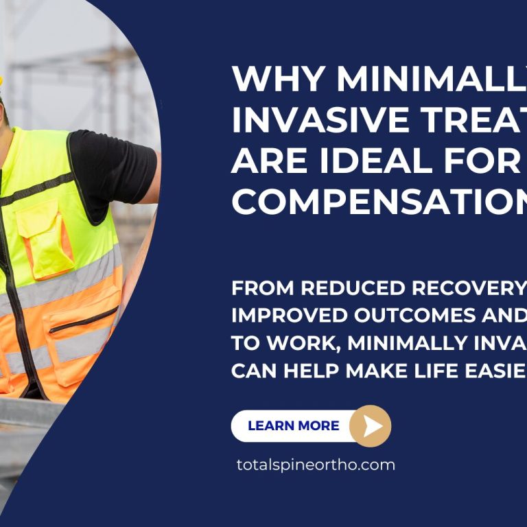 A title card explaining workers compensation for minimally invasive patients.