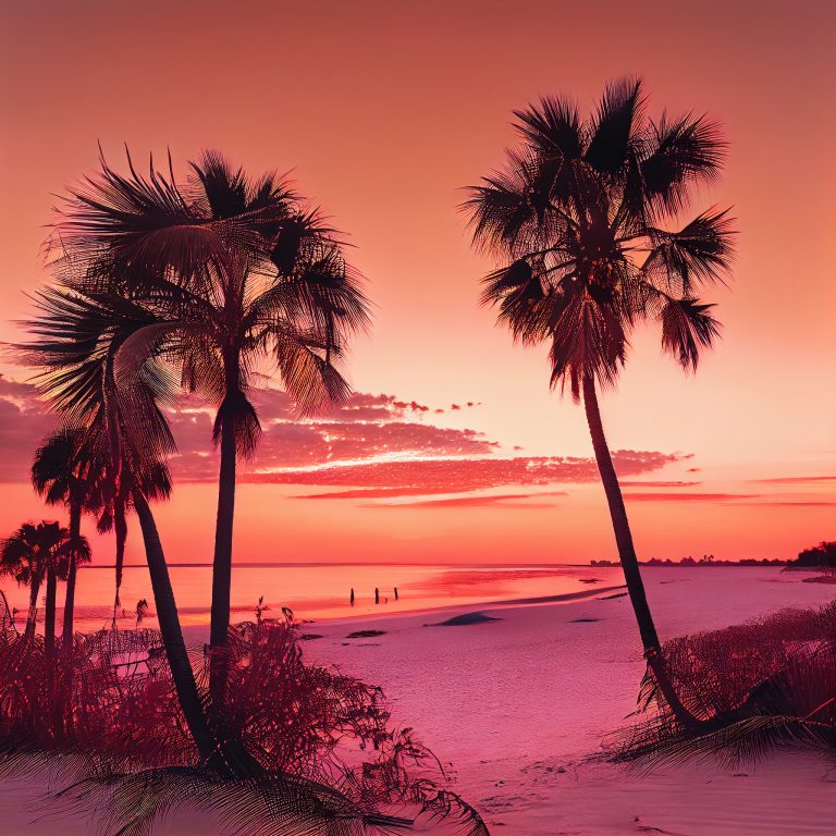 Beach under orange light in Melbourne, FL